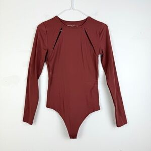 Abercrombie & Fitch Soft A&F Collection Long Sleeve Bodysuit Rust Brown